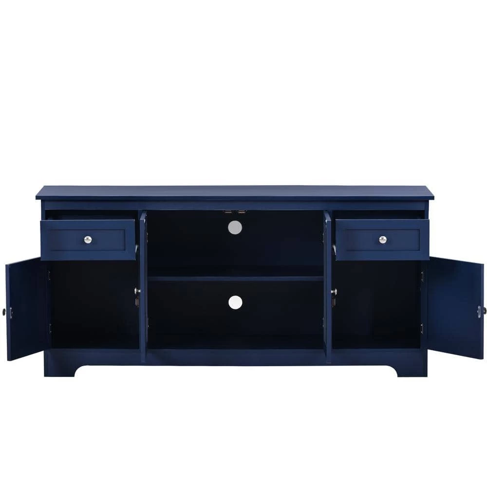 59 in. Navy Blue Wood TV Stand with 4-Doors Adjustable Panels Open Style Cabinet Fits TV's up to 65 in. by ATHMILE 6 59 in. Navy Blue Wood TV Stand with 4-Doors Adjustable Panels Open Style Cabinet Fits TV's up to 65 in. by ATHMILE - Image 6