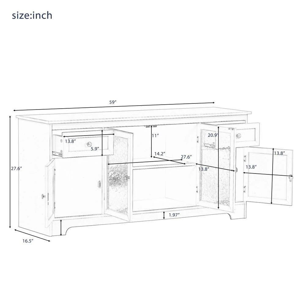 59 in. Navy Blue Wood TV Stand with 4-Doors Adjustable Panels Open Style Cabinet Fits TV's up to 65 in. by ATHMILE 3 59 in. Navy Blue Wood TV Stand with 4-Doors Adjustable Panels Open Style Cabinet Fits TV's up to 65 in. by ATHMILE - Image 3