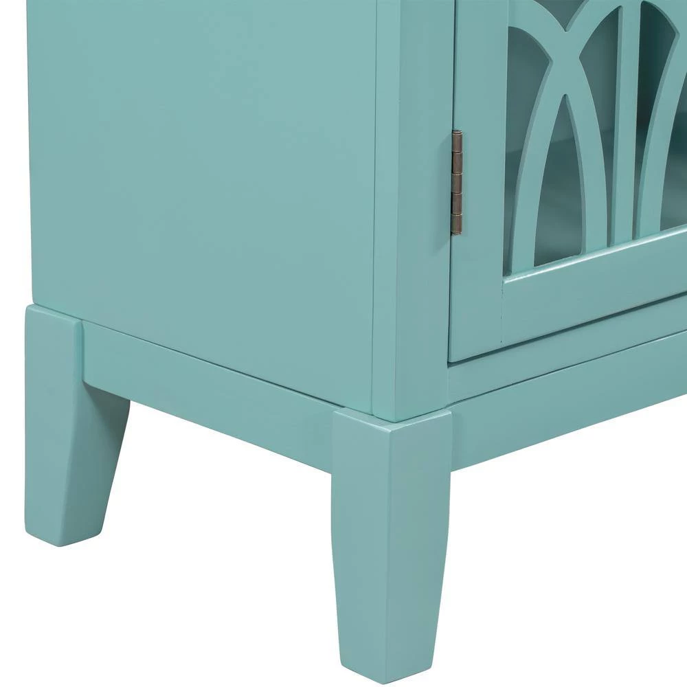 Navy Green Wood Accent Buffet Sideboard Storage Cabinet with Doors and Adjustable Shelf by ATHMILE 8 Navy Green Wood Accent Buffet Sideboard Storage Cabinet with Doors and Adjustable Shelf by ATHMILE - Image 8