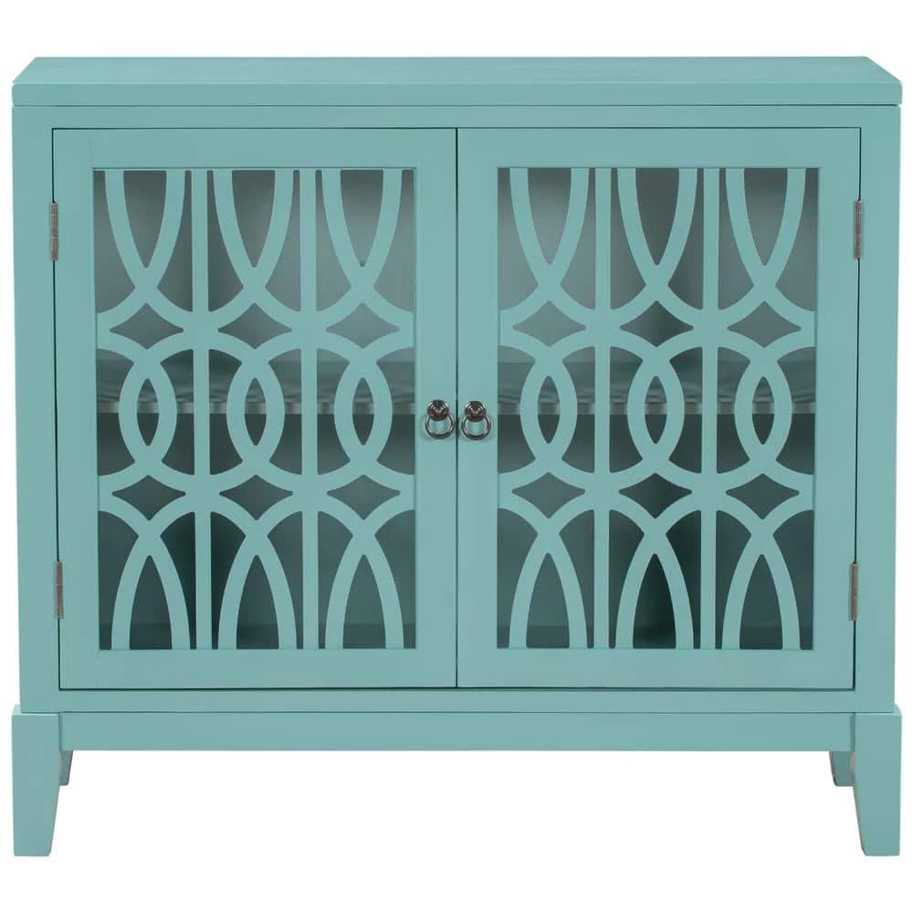 Navy Green Wood Accent Buffet Sideboard Storage Cabinet with Doors and Adjustable Shelf by ATHMILE 1 Navy Green Wood Accent Buffet Sideboard Storage Cabinet with Doors and Adjustable Shelf by ATHMILE