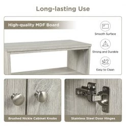 23.6 in. L x 11.8 in. W x 31.7 in. H Oak Square Freestanding Floor Storage Cabinet Adjustable Shelves for Home Kitchen by ATHMILE 19 23.6 in. L x 11.8 in. W x 31.7 in. H Oak Square Freestanding Floor Storage Cabinet Adjustable Shelves for Home Kitchen by ATHMILE -ATHMILE Sales Store oak athmile accent cabinets gz wf283639aal fa 1000