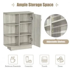 Oak Open Style Shelf Cabinet with Adjustable Plates Ample Storage Space by ATHMILE -ATHMILE Sales Store oak athmile accent cabinets gz wf283640aal 4f 1000