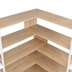 70.9 in. H Oak Wood 7-Tier L-Shaped Corner Bookcase with Metal Frame by ATHMILE -ATHMILE Sales Store oak athmile bookcases bookshelves gz b2w20221248 1f 1000