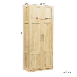 Oak High Wardrobe and Kitchen Cabinet with 2 Doors and 3 Partitions by ATHMILE 10 Oak High Wardrobe and Kitchen Cabinet with 2 Doors and 3 Partitions by ATHMILE -ATHMILE Sales Store oak athmile coat racks gz b2w20220711 c3 1000