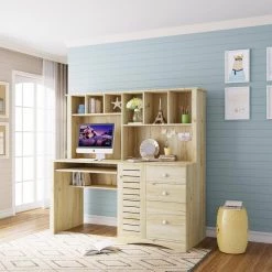 55.1 in. Retangular Oak Computer Desk by ATHMILE 11 55.1 in. Retangular Oak Computer Desk by ATHMILE -ATHMILE Sales Store oak athmile kids desks dztw331s00039 31 1000