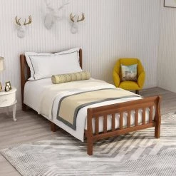 Oak Wood Platform Bed Twin Bed Frame Panel Bed Mattress Foundation Sleigh Bed with Headboard and Footboard by ATHMILE 17 Oak Wood Platform Bed Twin Bed Frame Panel Bed Mattress Foundation Sleigh Bed with Headboard and Footboard by ATHMILE -ATHMILE Sales Store oak athmile panel beds gz wf192434aal 31 1000