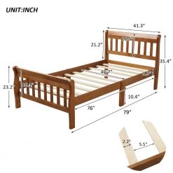 41.3 in. W Oak Wood Frame Twin Platform Bed by ATHMILE -ATHMILE Sales Store oak athmile platform beds dztwf192434aal c3 1000