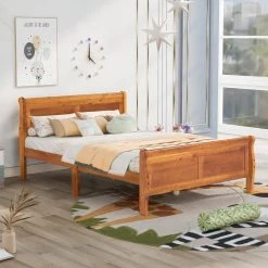 82.3 in. W Oak Brown Wood Frame Full Platform Bed with Headboard by ATHMILE 15 82.3 in. W Oak Brown Wood Frame Full Platform Bed with Headboard by ATHMILE -ATHMILE Sales Store oak athmile platform beds gz b2w20220547 31 1000