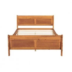 82.3 in. W Oak Brown Wood Frame Full Platform Bed with Headboard by ATHMILE