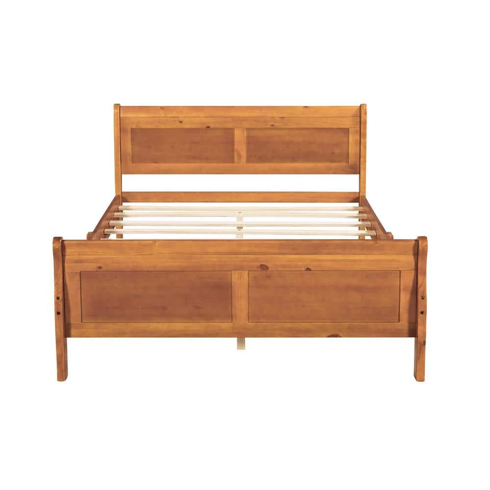 82.3 in. W Oak Brown Wood Frame Full Platform Bed with Headboard by ATHMILE 1 82.3 in. W Oak Brown Wood Frame Full Platform Bed with Headboard by ATHMILE