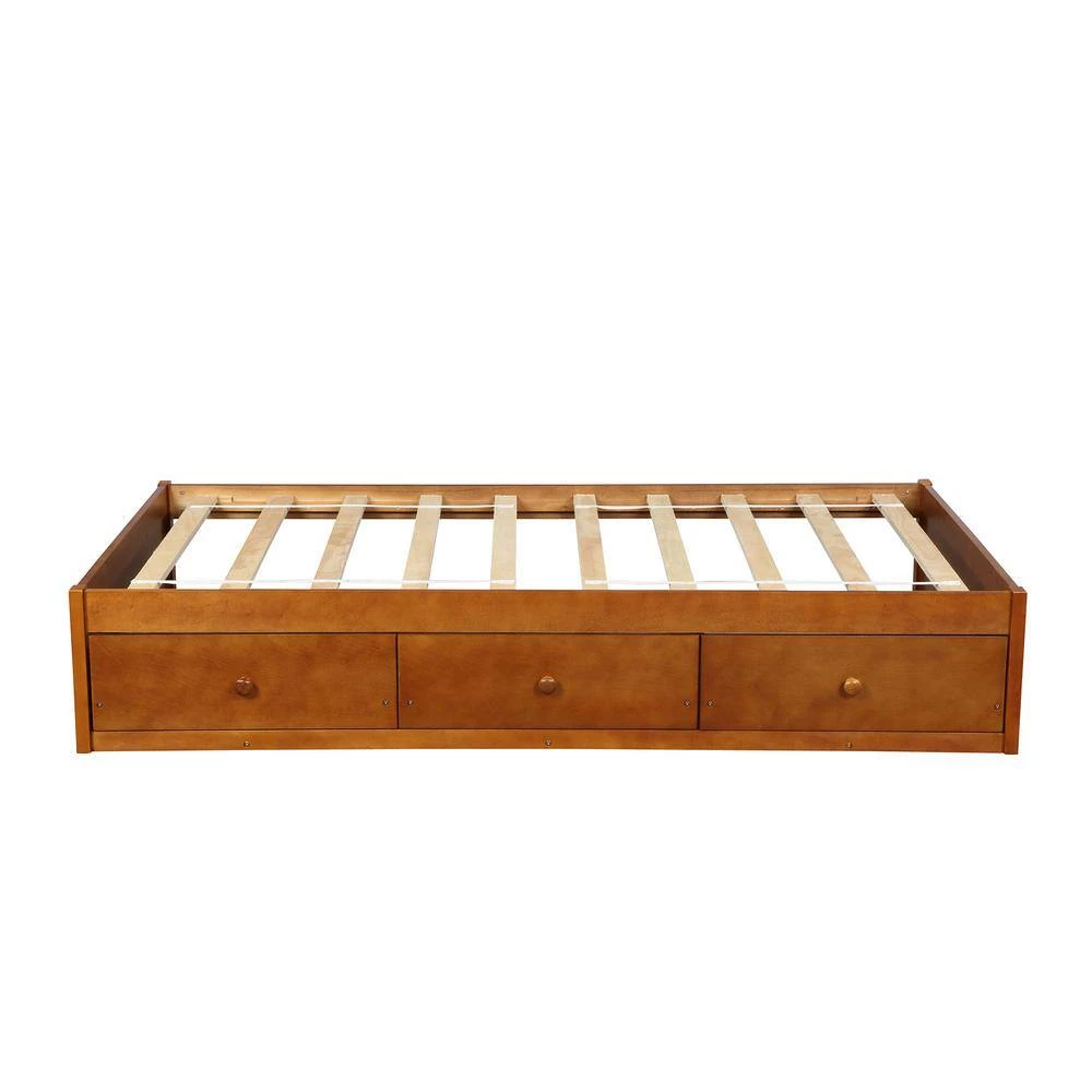 77.9 in. W Oak Twin Size Platform Storage Bed with 3 Drawers by ATHMILE 6 77.9 in. W Oak Twin Size Platform Storage Bed with 3 Drawers by ATHMILE - Image 6