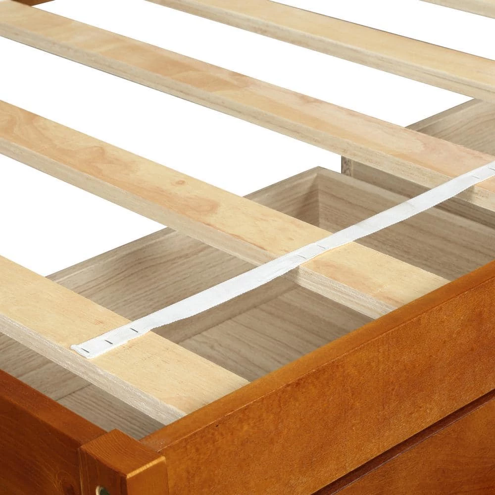 77.9 in. W Oak Twin Size Platform Storage Bed with 3 Drawers by ATHMILE 4 77.9 in. W Oak Twin Size Platform Storage Bed with 3 Drawers by ATHMILE - Image 4