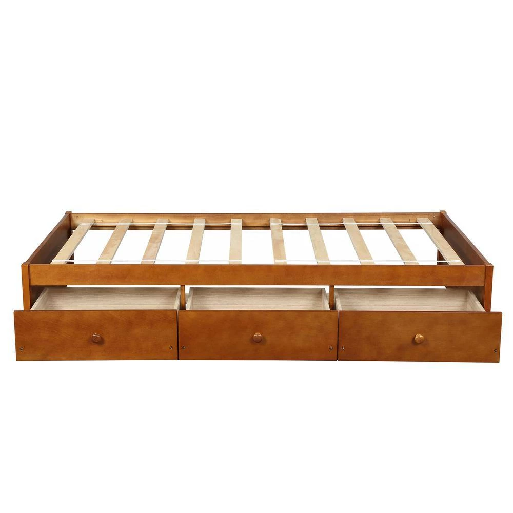 77.9 in. W Oak Twin Size Platform Storage Bed with 3 Drawers by ATHMILE 8 77.9 in. W Oak Twin Size Platform Storage Bed with 3 Drawers by ATHMILE - Image 8