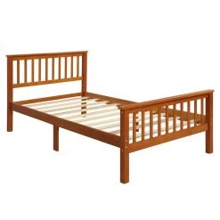 Oak Twin Wood Platform Bed with Headboard and Footboard by ATHMILE