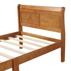 Oak Wood Platform Bed Twin Bed Frame Mattress Foundation Sleigh Bed with Headboard by ATHMILE -ATHMILE Sales Store oak athmile platform beds zg wf192439aal 1f 1000