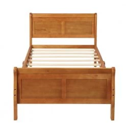 Oak Wood Platform Bed Twin Bed Frame Mattress Foundation Sleigh Bed with Headboard by ATHMILE -ATHMILE Sales Store oak athmile platform beds zg wf192439aal 4f 1000
