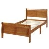 Oak Wood Platform Bed Twin Bed Frame Mattress Foundation Sleigh Bed with Headboard by ATHMILE