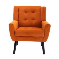 Modern Soft Orange Velvet Material Ergonomics Accent Chair With Black Legs for Indoor Home (Set of 1) by ATHMILE 12 Modern Soft Orange Velvet Material Ergonomics Accent Chair With Black Legs for Indoor Home (Set of 1) by ATHMILE -ATHMILE Sales Store orange athmile accent chairs gz w67634088 4f 1000