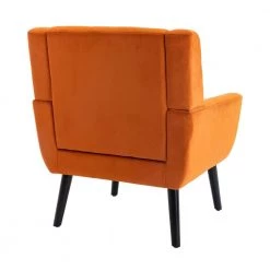 Modern Soft Orange Velvet Material Ergonomics Accent Chair With Black Legs for Indoor Home (Set of 1) by ATHMILE 16 Modern Soft Orange Velvet Material Ergonomics Accent Chair With Black Legs for Indoor Home (Set of 1) by ATHMILE -ATHMILE Sales Store orange athmile accent chairs gz w67634088 76 1000