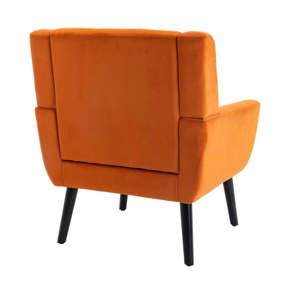 Modern Soft Orange Velvet Material Ergonomics Accent Chair With Black Legs for Indoor Home (Set of 1) by ATHMILE 8 Modern Soft Orange Velvet Material Ergonomics Accent Chair With Black Legs for Indoor Home (Set of 1) by ATHMILE - Image 8