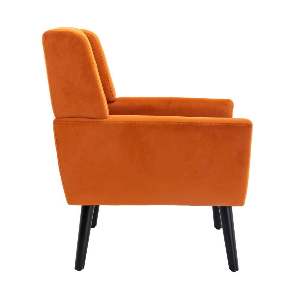 Modern Soft Orange Velvet Material Ergonomics Accent Chair With Black Legs for Indoor Home (Set of 1) by ATHMILE 2 Modern Soft Orange Velvet Material Ergonomics Accent Chair With Black Legs for Indoor Home (Set of 1) by ATHMILE - Image 2
