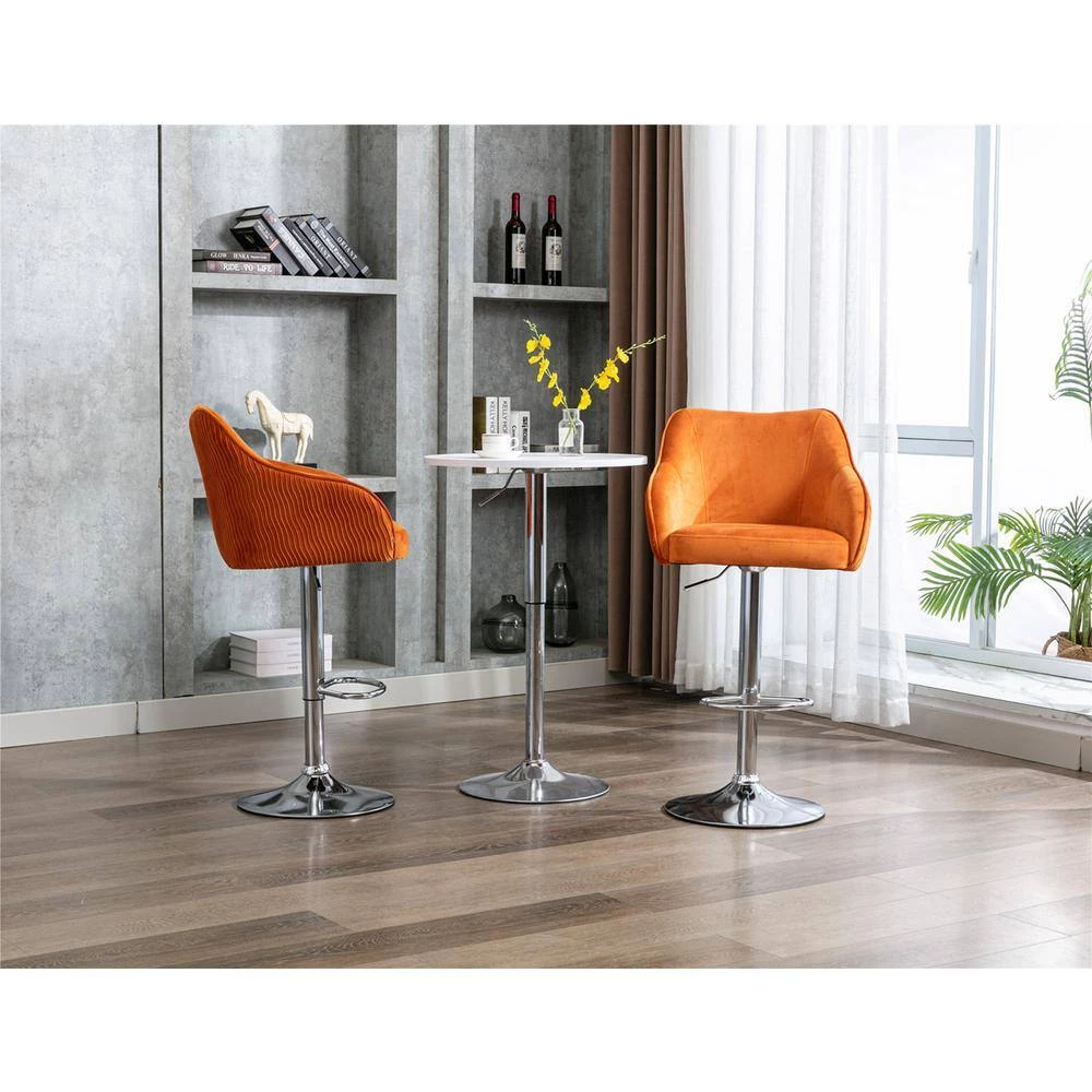46.06 in. Orange Fabric Bar Stool (Set of 2) by ATHMILE 7 46.06 in. Orange Fabric Bar Stool (Set of 2) by ATHMILE - Image 7