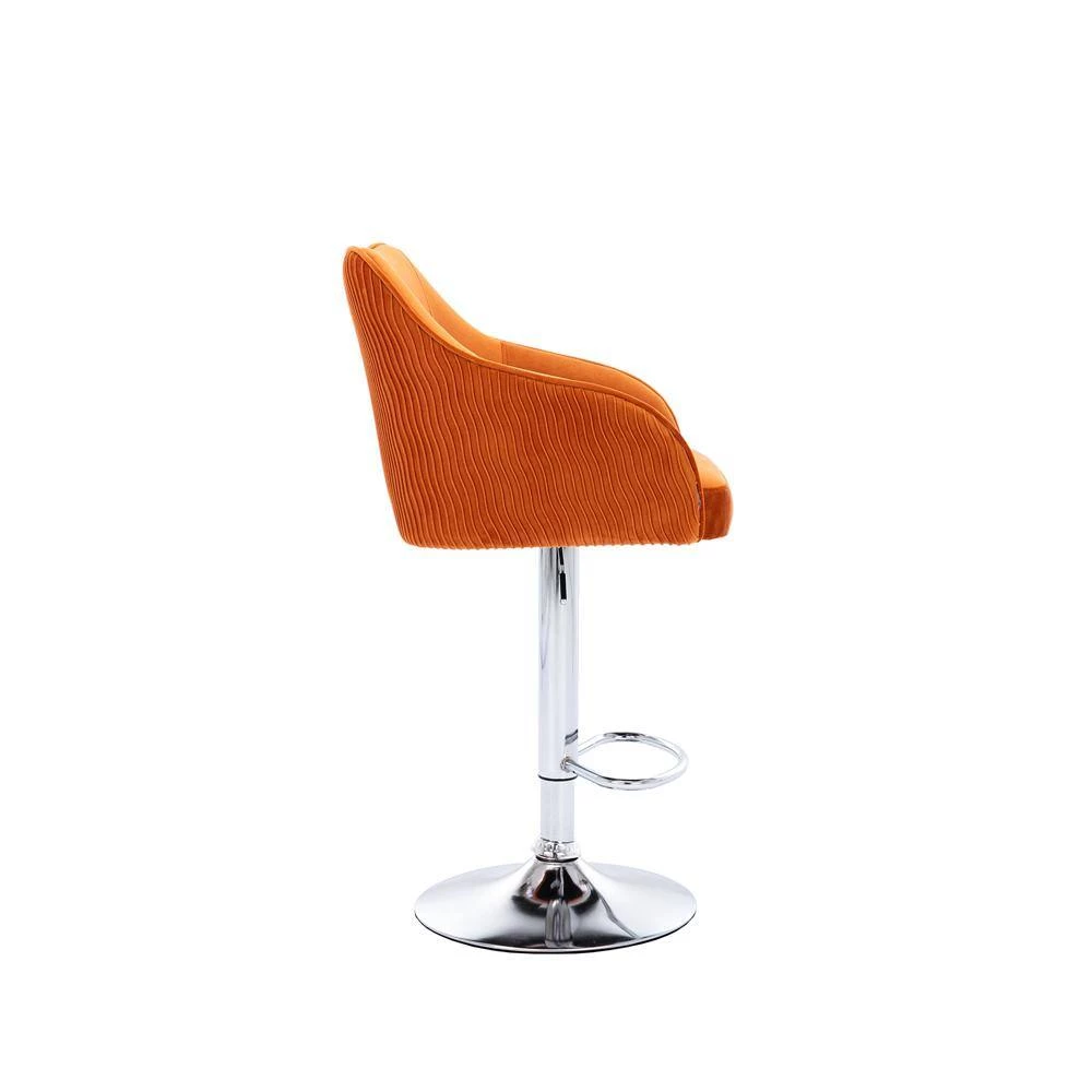 46.06 in. Orange Fabric Bar Stool (Set of 2) by ATHMILE 2 46.06 in. Orange Fabric Bar Stool (Set of 2) by ATHMILE - Image 2