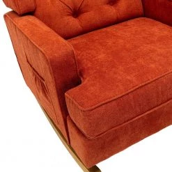 Orange Teddy Polyester Rocking Chair (Set of 1) by ATHMILE -ATHMILE Sales Store orange athmile rockers gliders ottomans gz b2w20220818 1f 1000