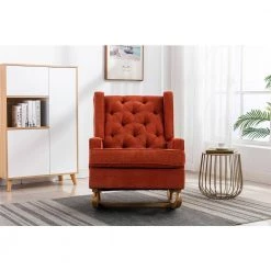 Orange Teddy Polyester Rocking Chair (Set of 1) by ATHMILE -ATHMILE Sales Store orange athmile rockers gliders ottomans gz b2w20220818 31 1000