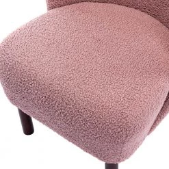 Pink Lambskin Sherpa Wingback Tufted Side Chair with Solid Wood Legs (Set of 1) by ATHMILE -ATHMILE Sales Store pink athmile accent chairs gz b2w20220570 44 1000