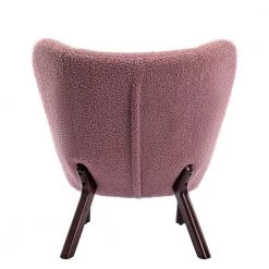 Pink Lambskin Sherpa Wingback Tufted Side Chair with Solid Wood Legs (Set of 1) by ATHMILE -ATHMILE Sales Store pink athmile accent chairs gz b2w20220570 66 1000