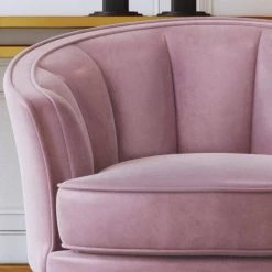 Pink Velvet Upholstered Accent Barrel Chair (Set of 1) by ATHMILE -ATHMILE Sales Store pink athmile accent chairs gz b2w20222287 1f 1000