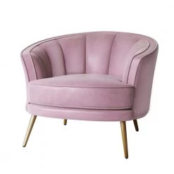 Pink Velvet Upholstered Accent Barrel Chair (Set of 1) by ATHMILE