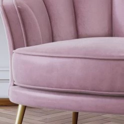 Pink Velvet Upholstered Accent Barrel Chair (Set of 1) by ATHMILE -ATHMILE Sales Store pink athmile accent chairs gz b2w20222287 fa 1000
