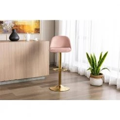 40.94 in. Pink Velvet Bar Stool (Set of 1) by ATHMILE -ATHMILE Sales Store pink athmile bar stools ddw39538759 31 1000