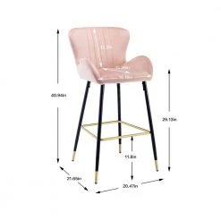 40.94 in. Pink Low Back Metal Frame Bar Stools with Footrest (Set of 2) by ATHMILE -ATHMILE Sales Store pink athmile bar stools gz b2w20221701 4f 1000