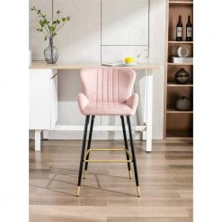 40.94 in. Pink Low Back Metal Frame Bar Stools with Footrest (Set of 2) by ATHMILE -ATHMILE Sales Store pink athmile bar stools gz b2w20221701 c3 1000