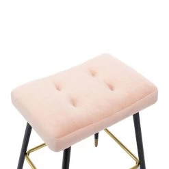 26.34 in. Pink Backless Bar Stools with Velvet Seat (Set of 1) by ATHMILE -ATHMILE Sales Store pink athmile bar stools gz b2w20221734 1f 1000