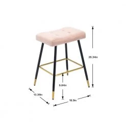 26.34 in. Pink Backless Bar Stools with Velvet Seat (Set of 1) by ATHMILE -ATHMILE Sales Store pink athmile bar stools gz b2w20221734 4f 1000