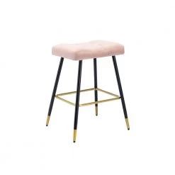 26.34 in. Pink Backless Bar Stools with Velvet Seat (Set of 1) by ATHMILE -ATHMILE Sales Store pink athmile bar stools gz b2w20221734 fa 1000