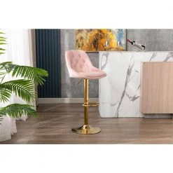 44.09 in. Low Back Pink Metal Frame Adjustable Cushioned Bar Stool with Toweling fabric Seat (Set of 1) by ATHMILE 16 44.09 in. Low Back Pink Metal Frame Adjustable Cushioned Bar Stool with Toweling fabric Seat (Set of 1) by ATHMILE -ATHMILE Sales Store pink athmile bar stools gz w39538744 76 1000