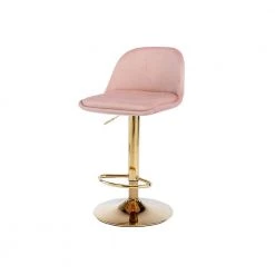40.94 in. Low Back Pink Metal Frame Adjustable Cushioned Bar Stool with Toweling fabric Seat (Set of 1) by ATHMILE