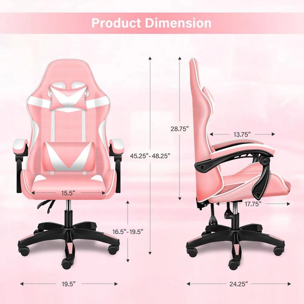 Pink Swivel Gaming Chair with Adjustable Height by ATHMILE 6 Pink Swivel Gaming Chair with Adjustable Height by ATHMILE - Image 6