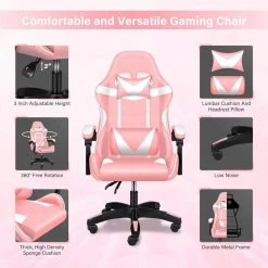 Pink Swivel Gaming Chair with Adjustable Height by ATHMILE 9 Pink Swivel Gaming Chair with Adjustable Height by ATHMILE -ATHMILE Sales Store pink athmile gaming chairs dd01pwlitewide c3 1000