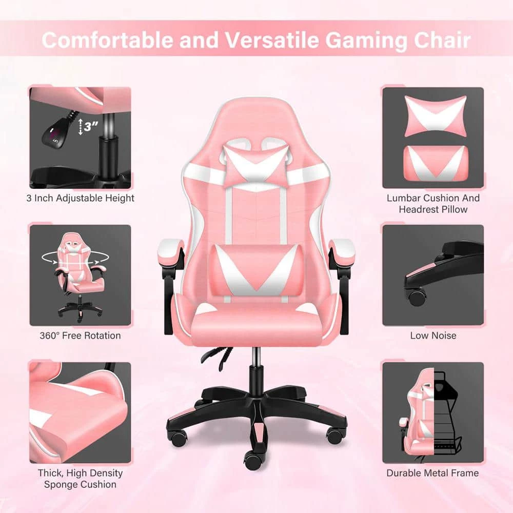 Pink Swivel Gaming Chair with Adjustable Height by ATHMILE 3 Pink Swivel Gaming Chair with Adjustable Height by ATHMILE - Image 3