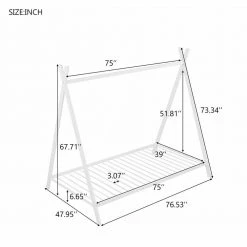 Pink Twin Size Metal House Bed Tent Bed with Slat by ATHMILE -ATHMILE Sales Store pink athmile kids beds gz b2w20220630 c3 1000