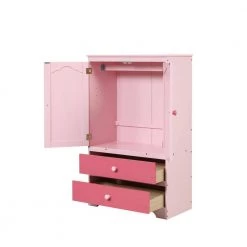 Pink Armoire with 2-Drawer 31.3 in. x 15.98 in. x 51.02 in. by ATHMILE -ATHMILE Sales Store pink athmile kids dressers gz b2w20221051 fa 1000