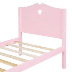 Pink Twin Size Wood Platform Bed with Headboard by ATHMILE -ATHMILE Sales Store pink athmile panel beds gz b2w20221575 1f 1000