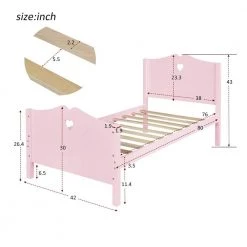 Pink Twin Size Wood Platform Bed with Headboard by ATHMILE -ATHMILE Sales Store pink athmile panel beds gz b2w20221575 c3 1000