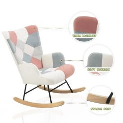 Pink Polyester Rocking Chair by ATHMILE -ATHMILE Sales Store pink athmile rockers gliders ottomans ddw109543643 1f 1000